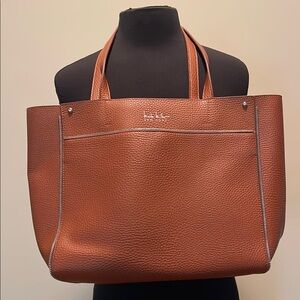 Nicole Miller Pebbled Leather Tote in Cognac